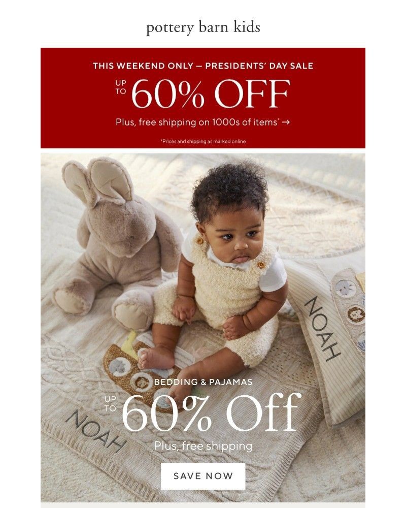 Screenshot of email sent to a Pottery Barn Newsletter subscriber