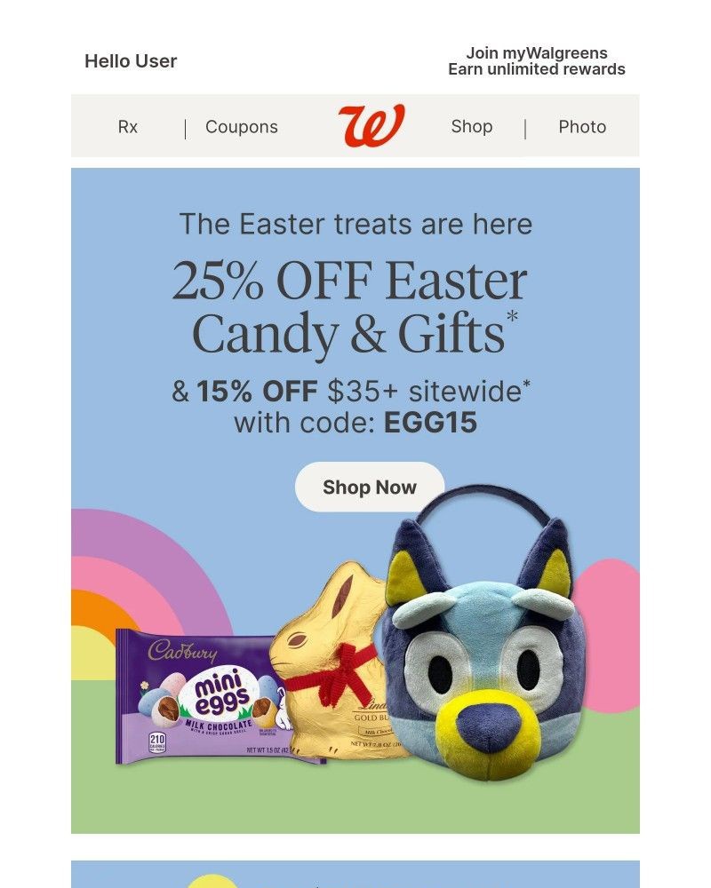Screenshot of email sent to a Walgreens Registered user