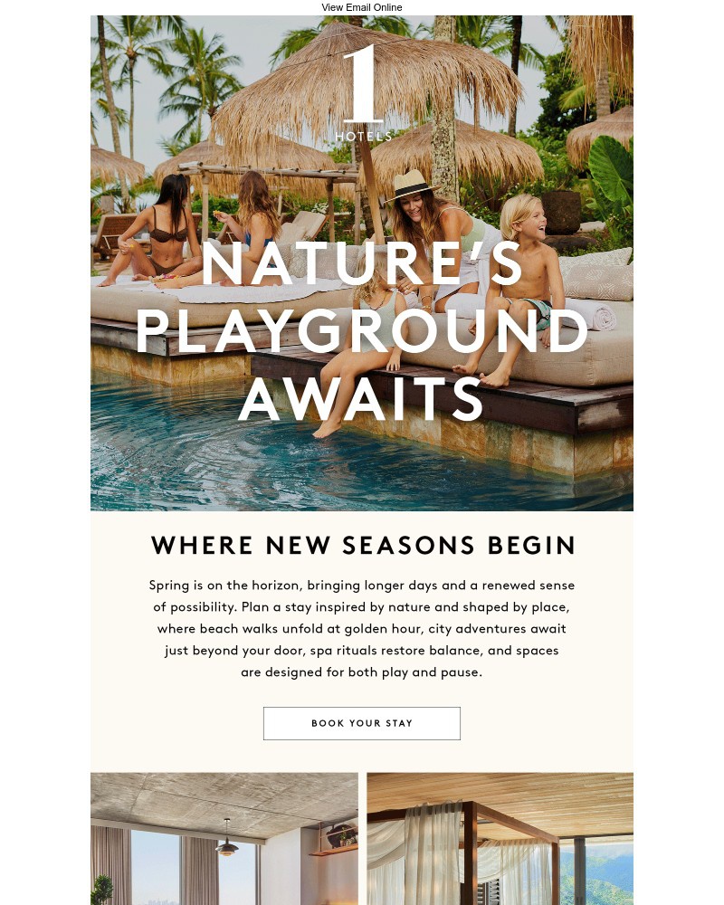 Screenshot of email sent to a 1 Hotels Newsletter subscriber