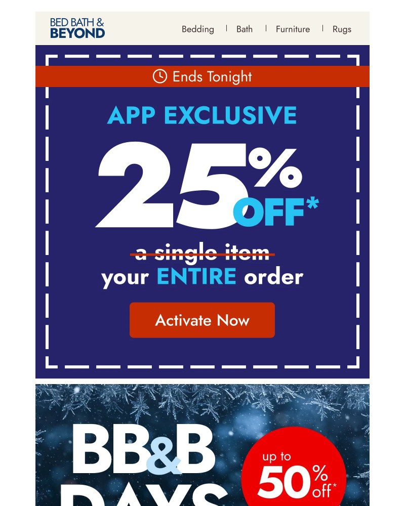 Screenshot of email sent to a Overstock Newsletter subscriber