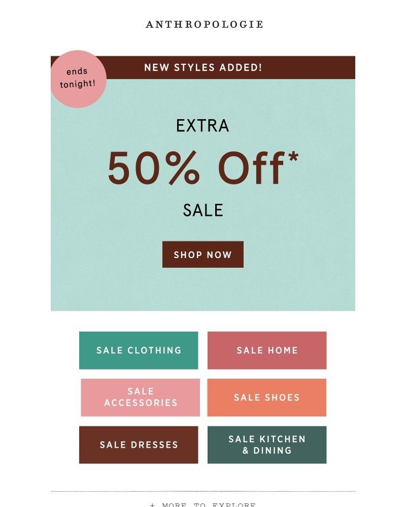 Screenshot of email sent to a Anthropologie Newsletter subscriber
