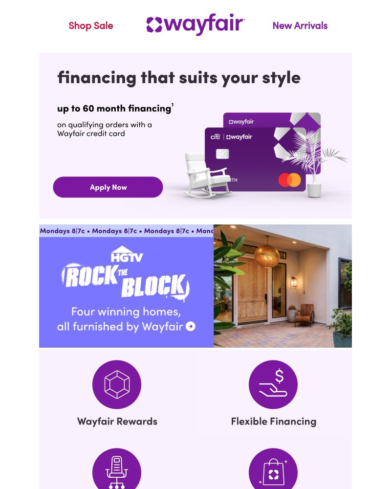 Screenshot of email sent to a Wayfair Newsletter subscriber
