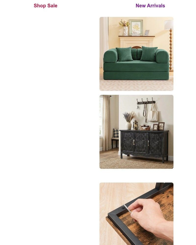 Screenshot of email sent to a Wayfair Newsletter subscriber