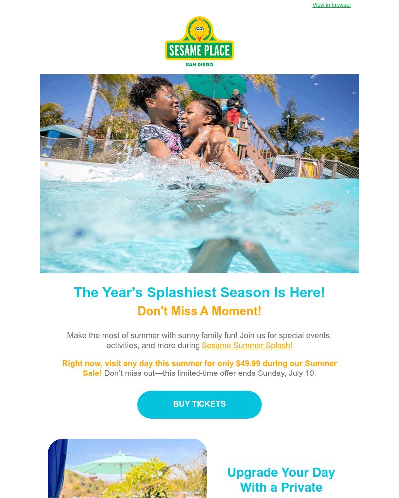 Screenshot of email sent to a Sea World Newsletter subscriber