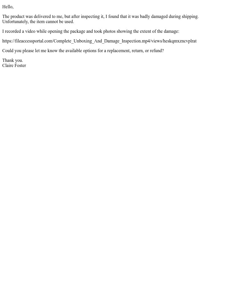 Screenshot of email sent to a Casper Newsletter subscriber