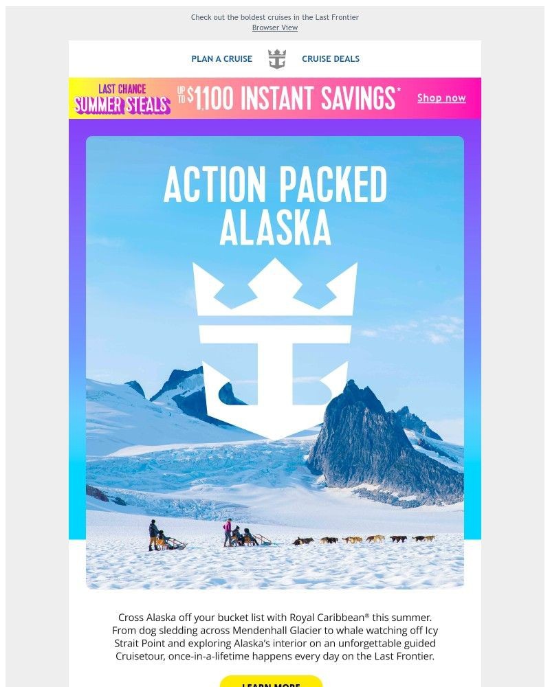 Screenshot of email sent to a Royal Caribbean Cruises Newsletter subscriber