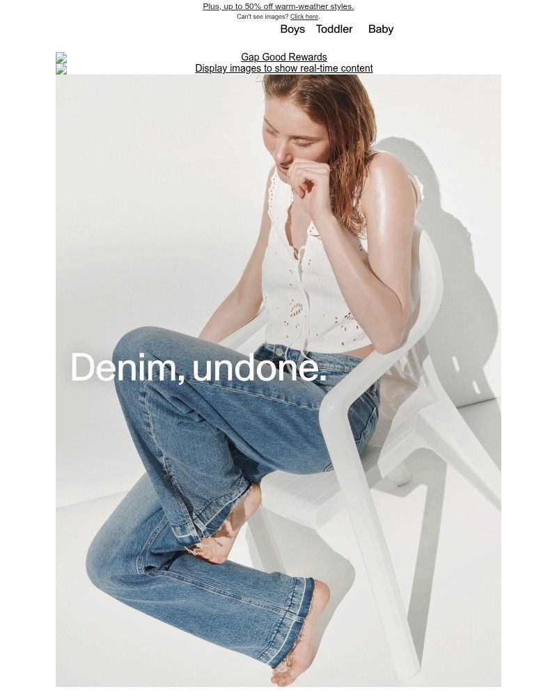 Screenshot of email sent to a Gap Newsletter subscriber
