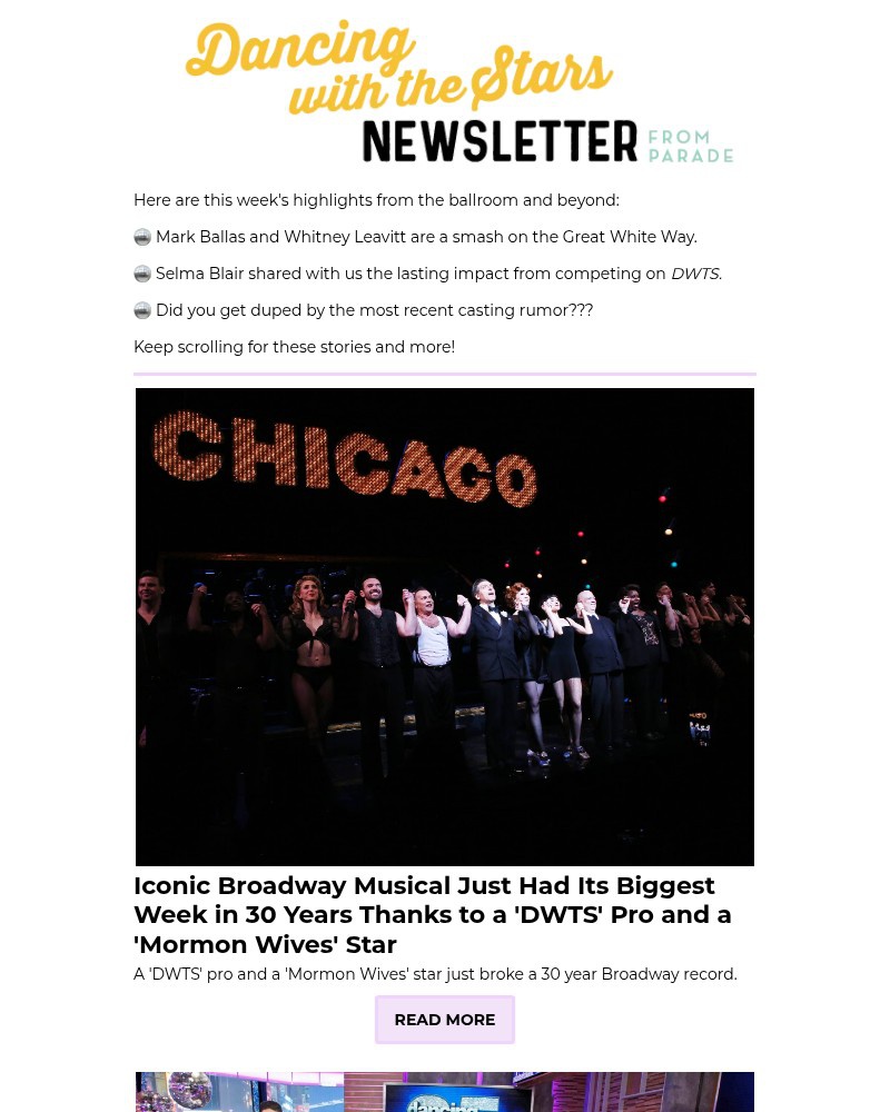Screenshot of email sent to a Parade Newsletter subscriber