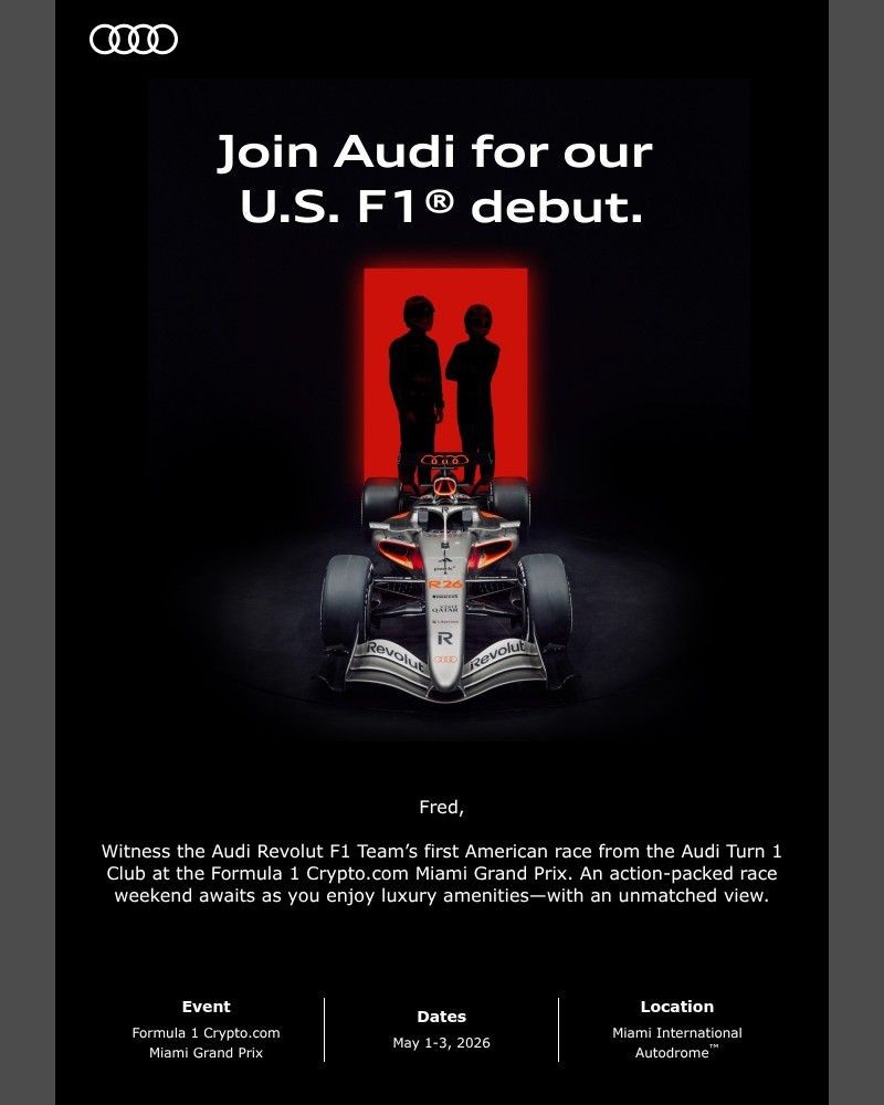 Screenshot of email sent to a Audi Newsletter subscriber