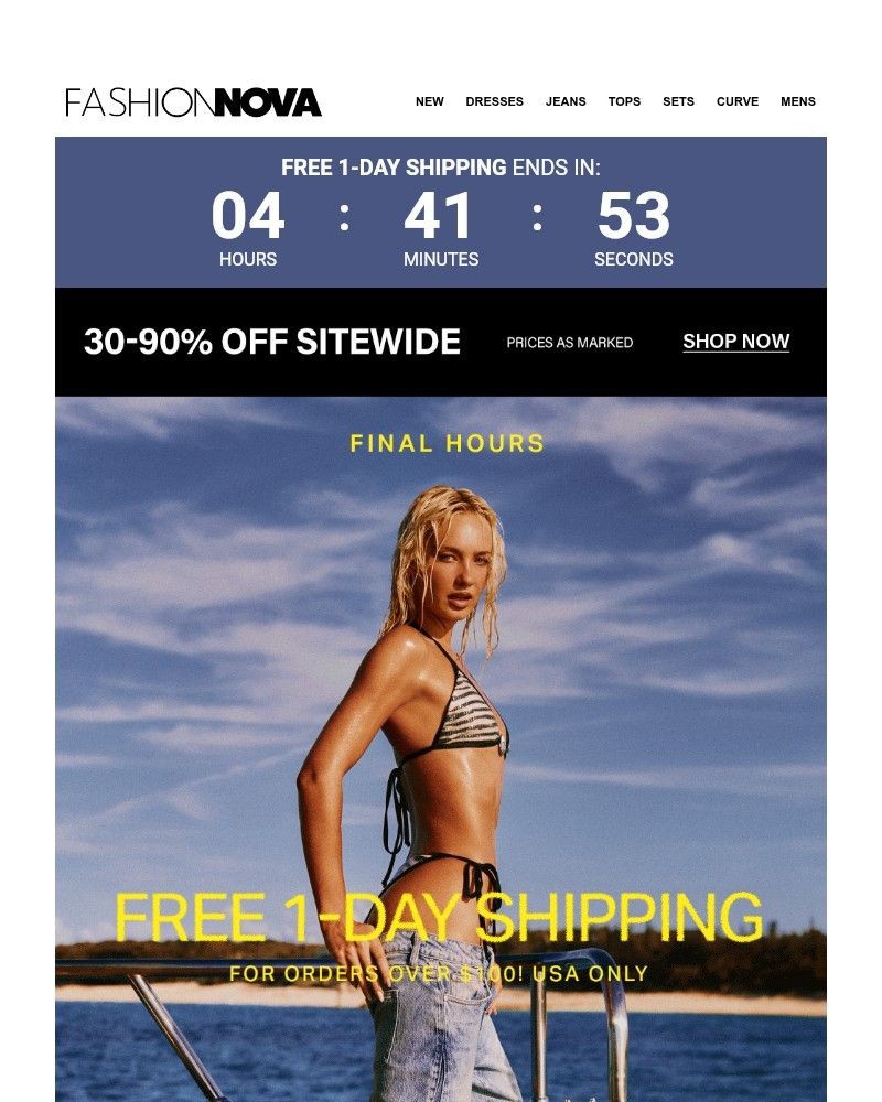 Screenshot of email sent to a Fashion Nova Registered user