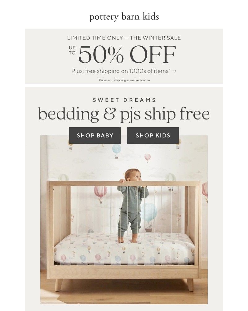 Screenshot of email sent to a Pottery Barn Newsletter subscriber