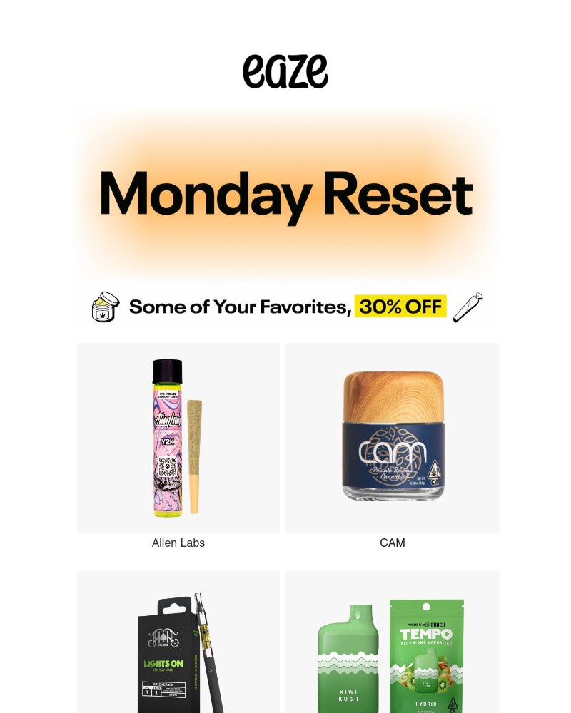 Screenshot of email sent to a Eaze Registered user