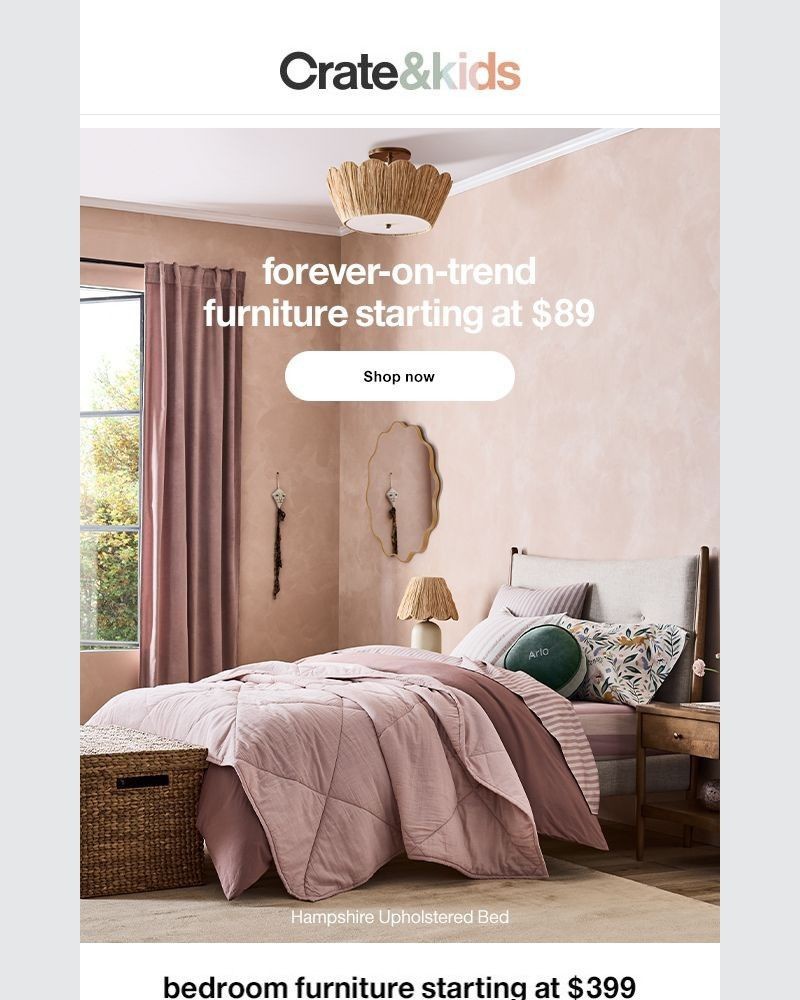 Screenshot of email sent to a Crate & Barrel Newsletter subscriber