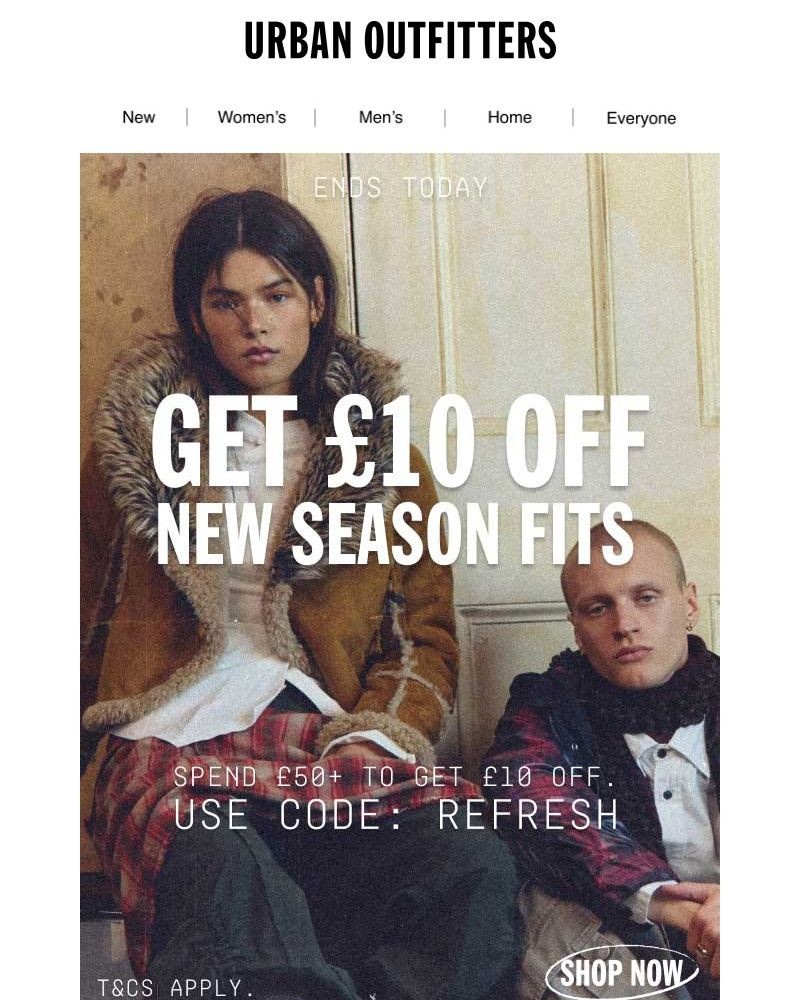 Screenshot of email sent to a Urban Outfitters Newsletter subscriber