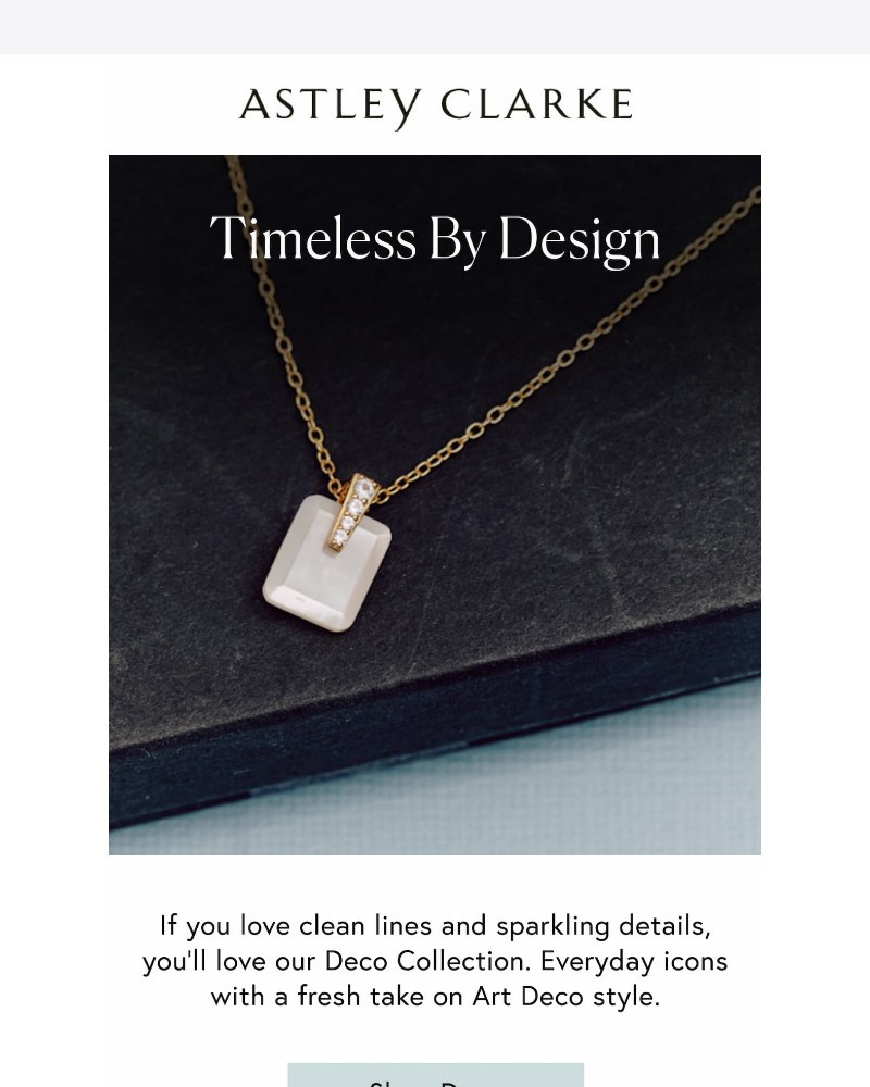 Screenshot of email sent to a Astley Clarke Newsletter subscriber