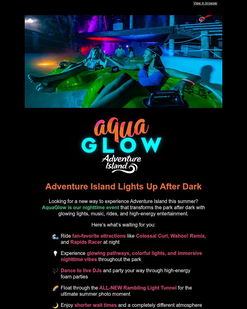 Screenshot of email sent to a Busch Gardens Newsletter subscriber