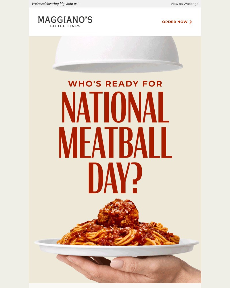 Screenshot of email sent to a Maggiano’s Little Italy Newsletter subscriber