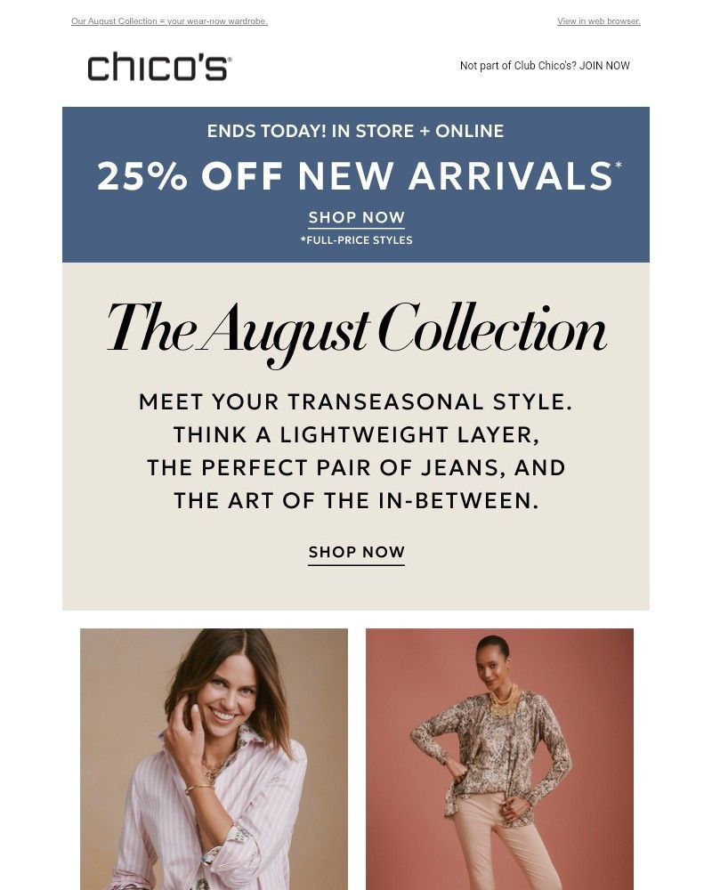 Screenshot of email sent to a Chico’s Newsletter subscriber