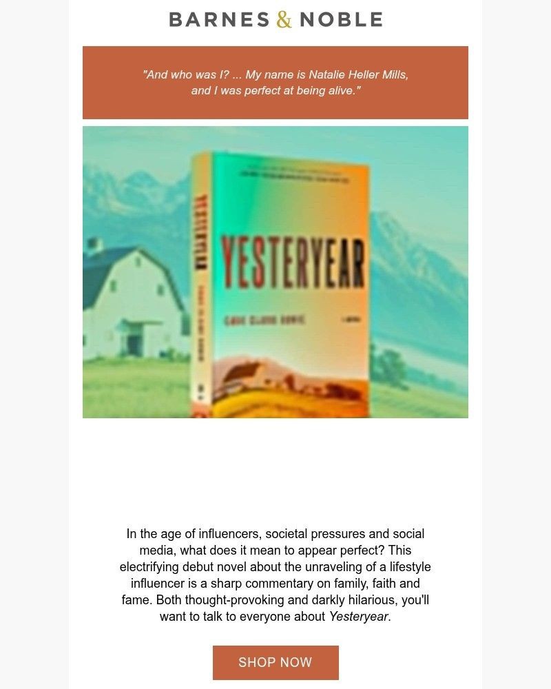Screenshot of email sent to a Barnes and Noble Newsletter subscriber
