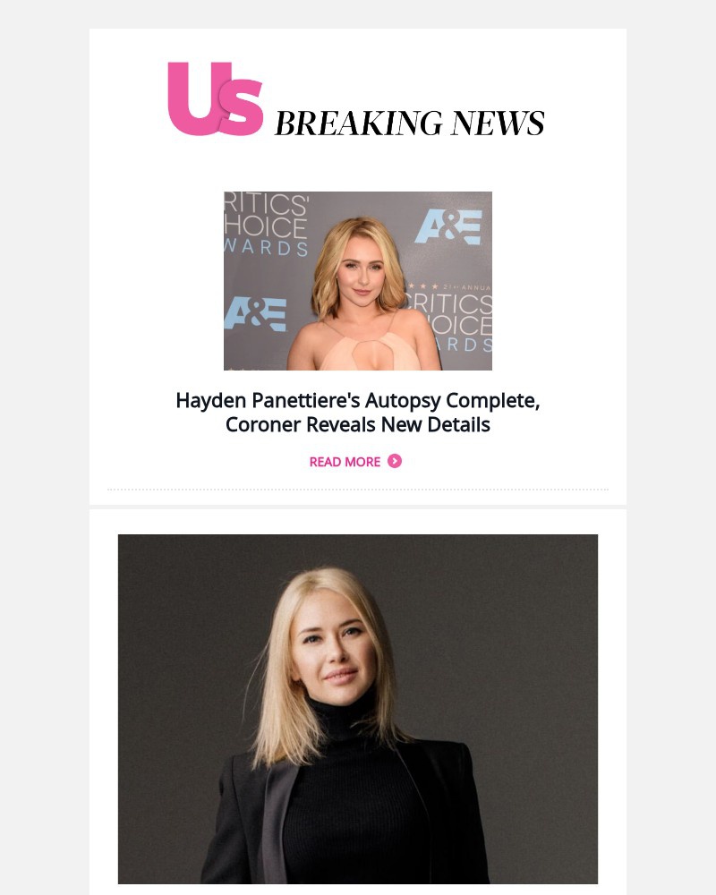 Screenshot of email sent to a Us Weekly Newsletter subscriber
