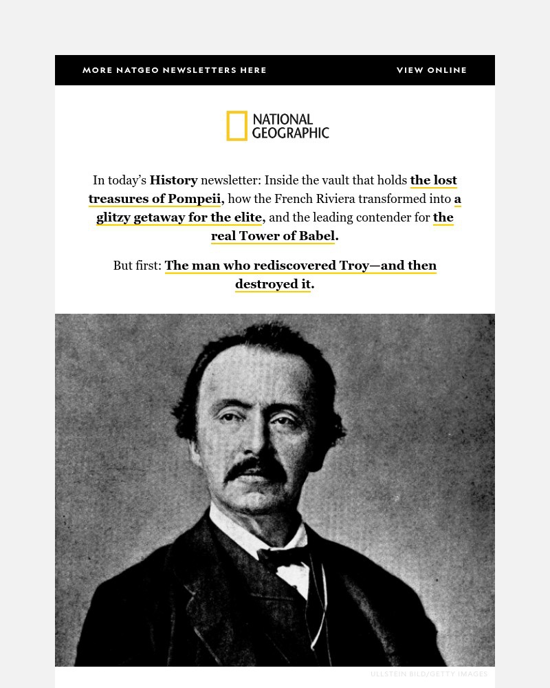 Screenshot of email sent to a National Geographic Newsletter subscriber