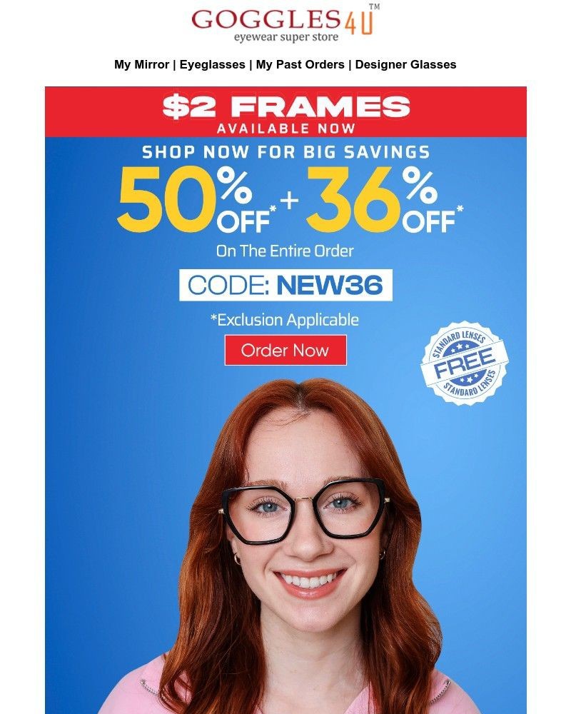 Screenshot of email sent to a Goggles4u Newsletter subscriber