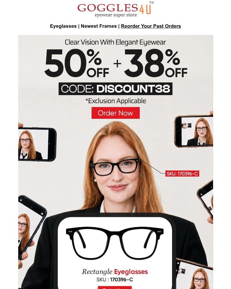 Screenshot of email sent to a Goggles4u Newsletter subscriber
