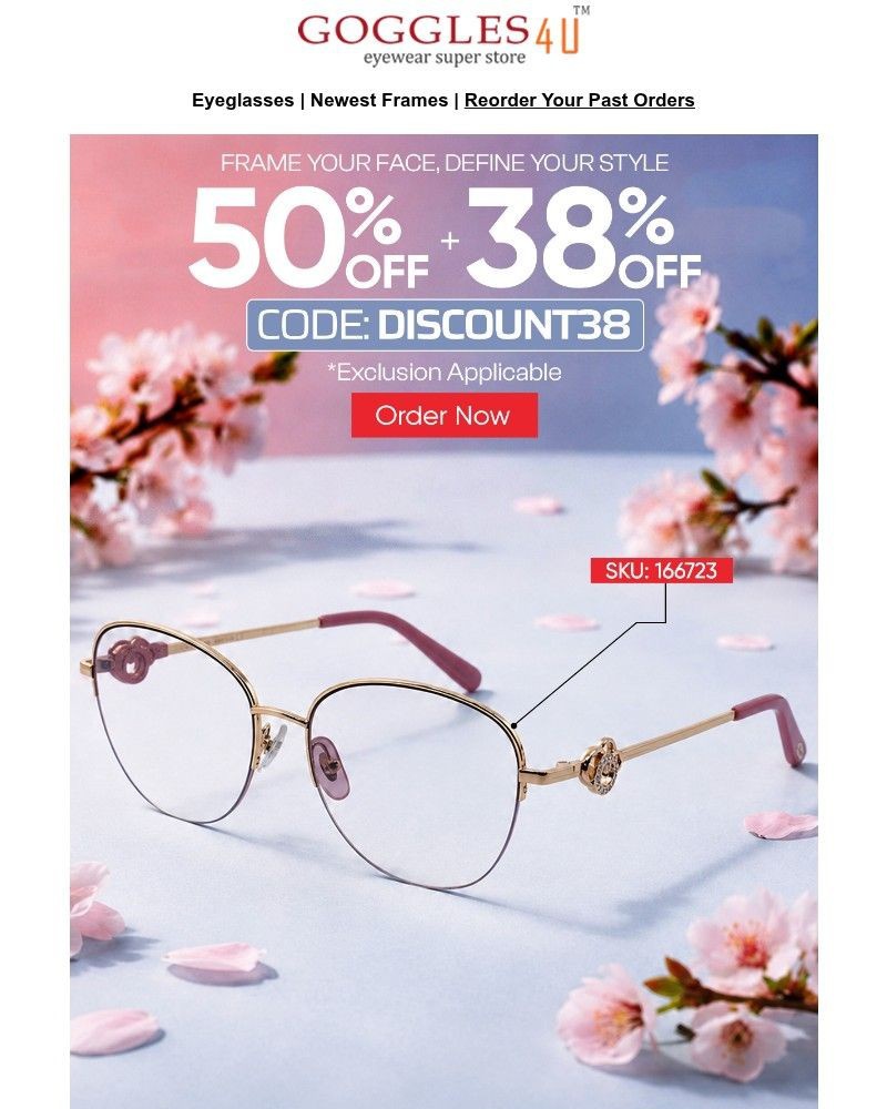 Screenshot of email sent to a Goggles4u Newsletter subscriber