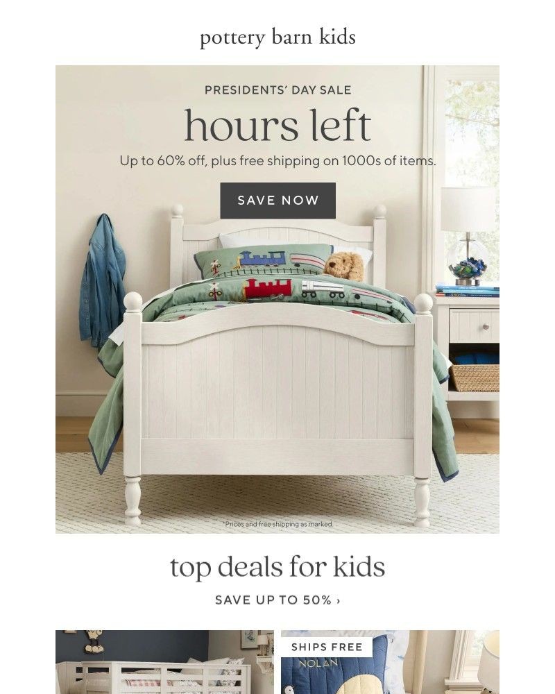 Screenshot of email sent to a Pottery Barn Newsletter subscriber