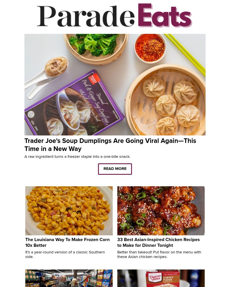 Screenshot of email sent to a Parade Newsletter subscriber