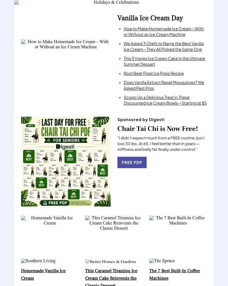 Screenshot of email sent to a Better Homes and Gardens Newsletter subscriber