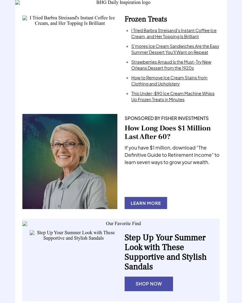 Screenshot of email sent to a Better Homes and Gardens Newsletter subscriber