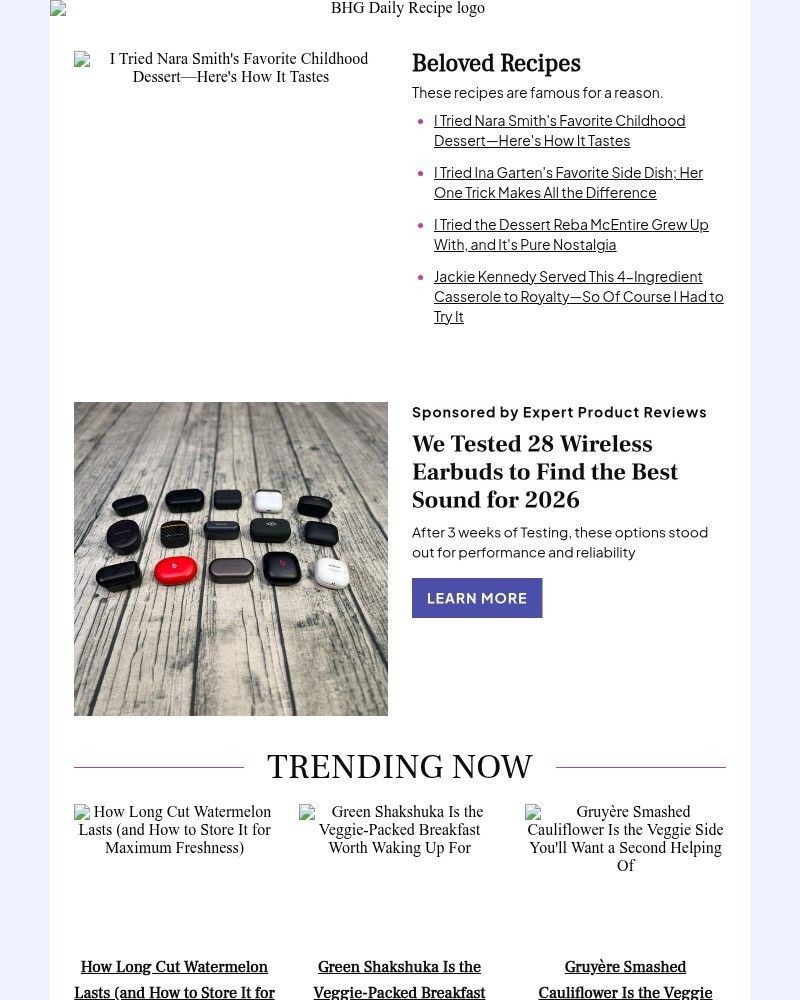 Screenshot of email sent to a Better Homes and Gardens Newsletter subscriber
