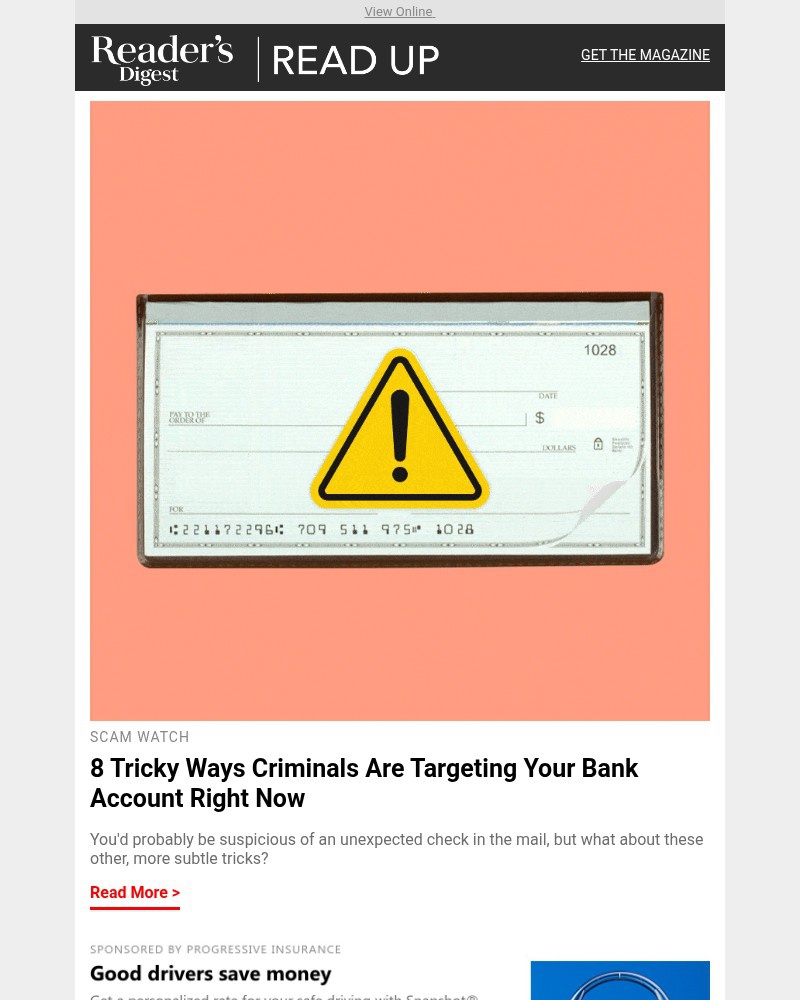 Screenshot of email sent to a Reader’s Digest Newsletter subscriber