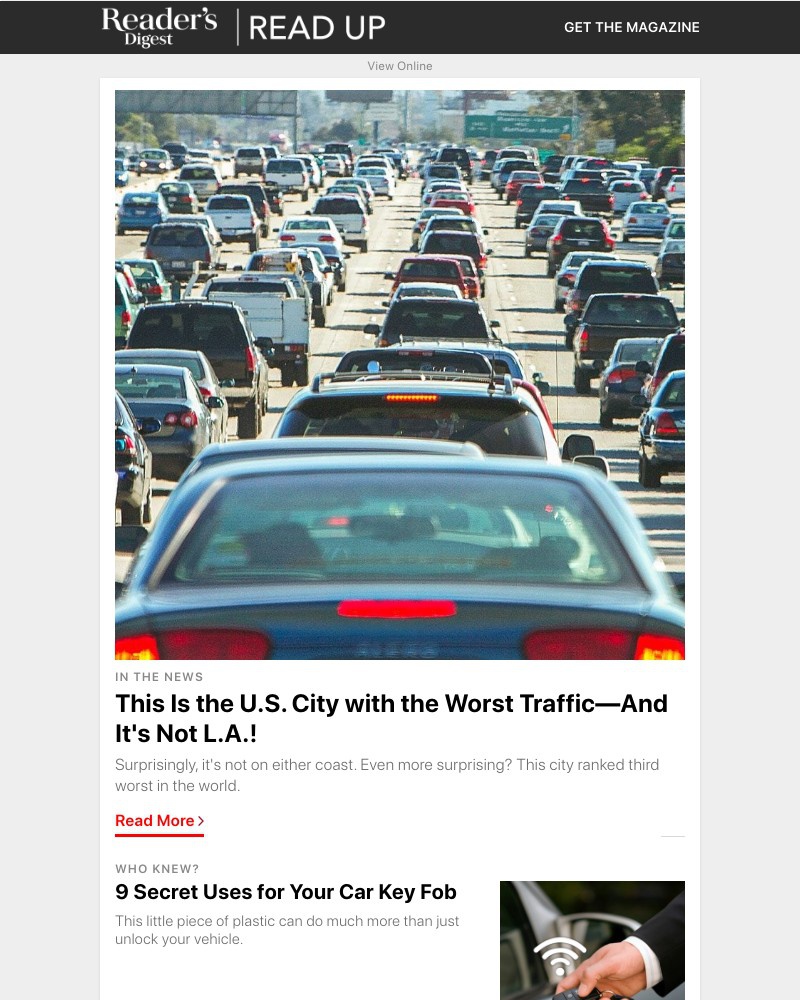 Screenshot of email sent to a Reader’s Digest Newsletter subscriber