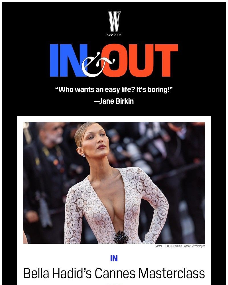 Screenshot of email sent to a W Newsletter subscriber