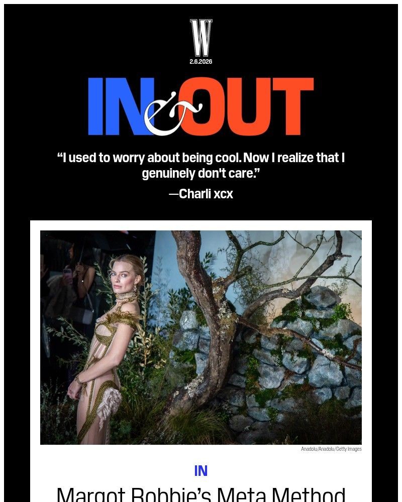 Screenshot of email sent to a W Newsletter subscriber