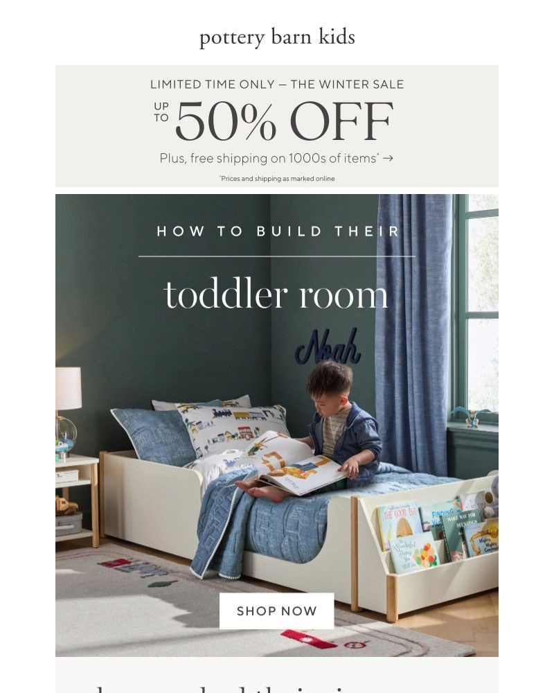 Screenshot of email sent to a Pottery Barn Newsletter subscriber