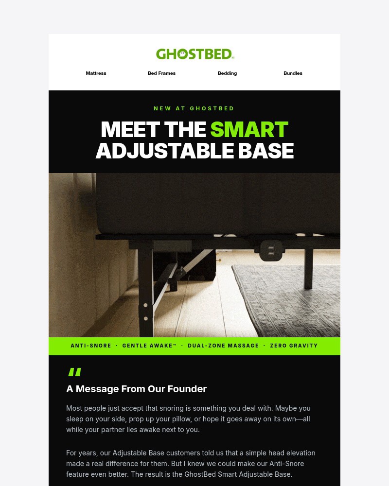 Screenshot of email sent to a Ghost Bed Newsletter subscriber
