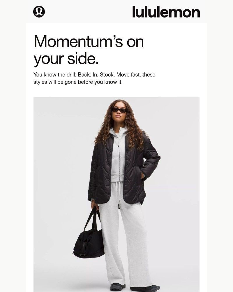 Screenshot of email sent to a Lululemon Registered user