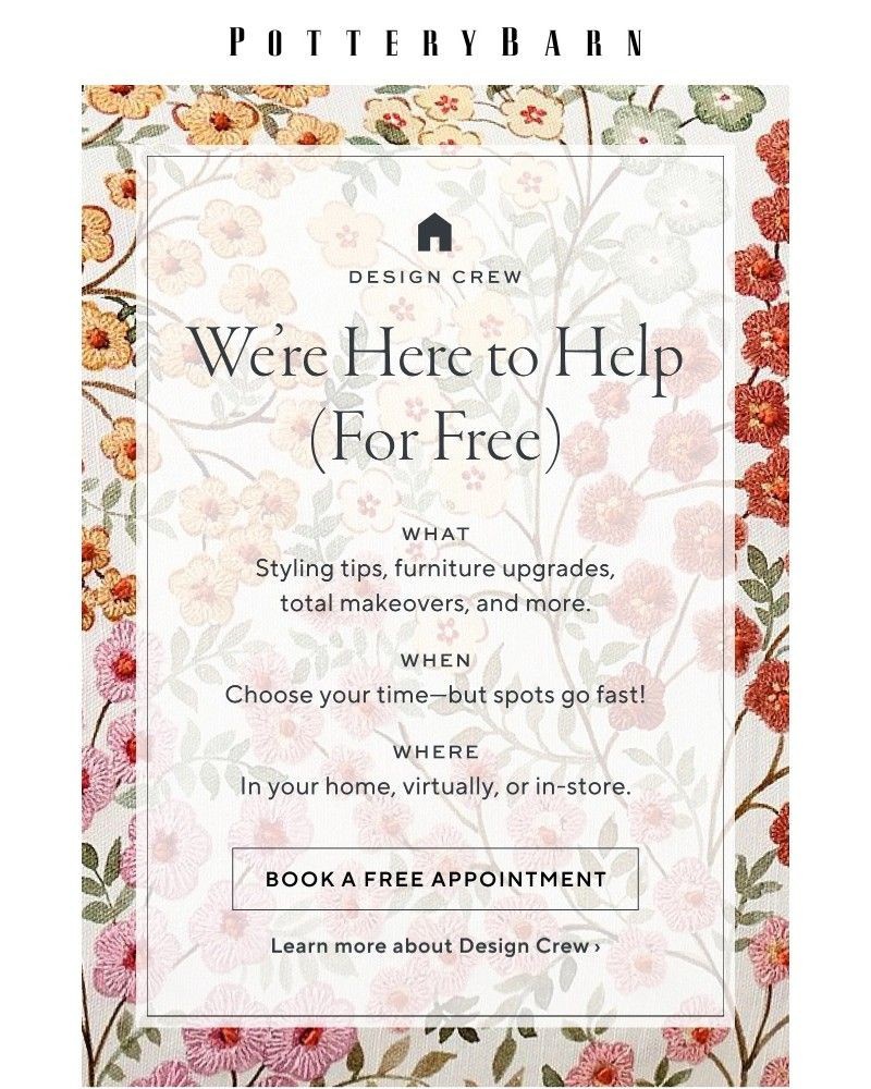 Screenshot of email sent to a Pottery Barn Cart abandoner