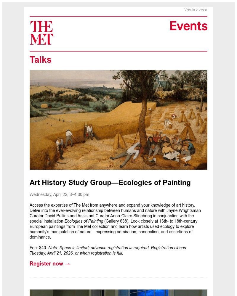 Screenshot of email sent to a The Metropolitan Museum of Art (The Met) Newsletter subscriber