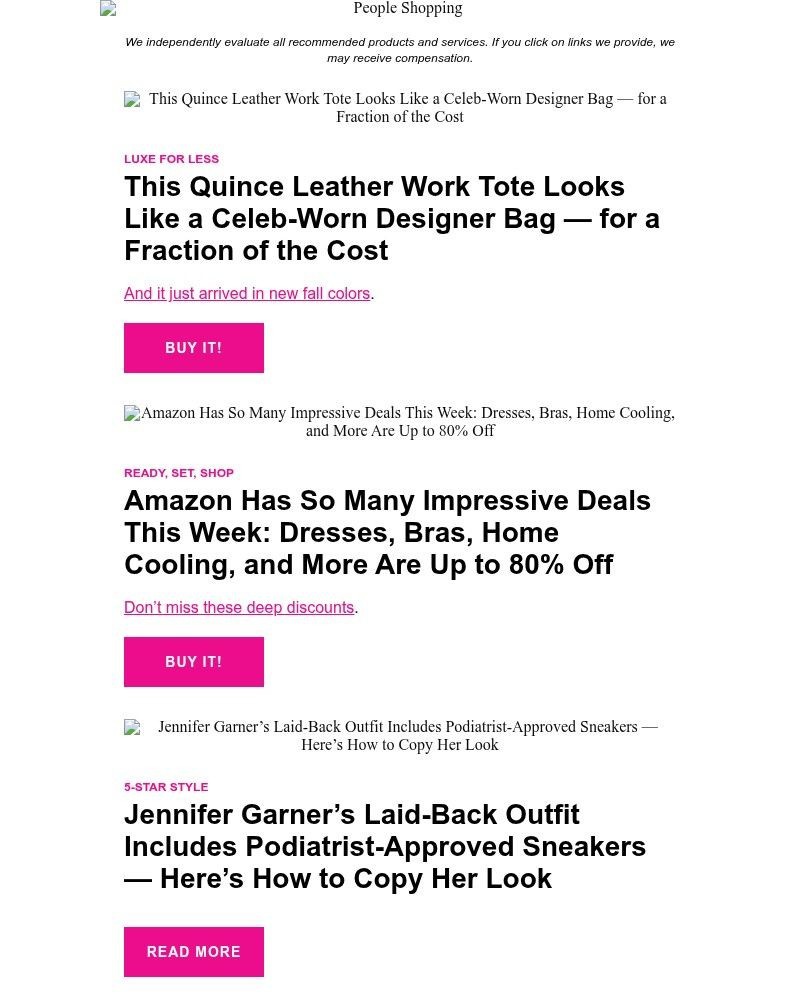 Screenshot of email sent to a People Newsletter subscriber