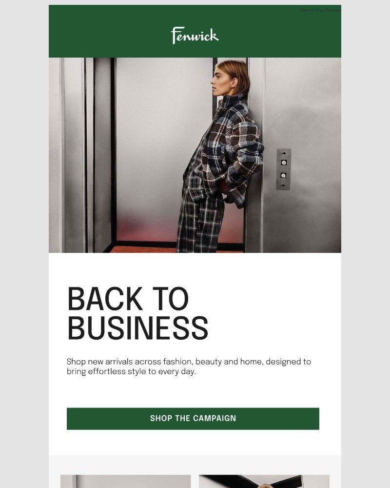 Screenshot of email sent to a Fenwick Newsletter subscriber