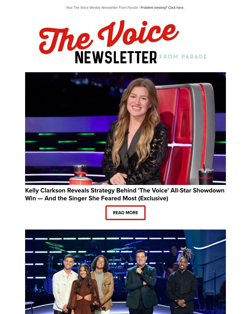 Screenshot of email sent to a Parade Newsletter subscriber