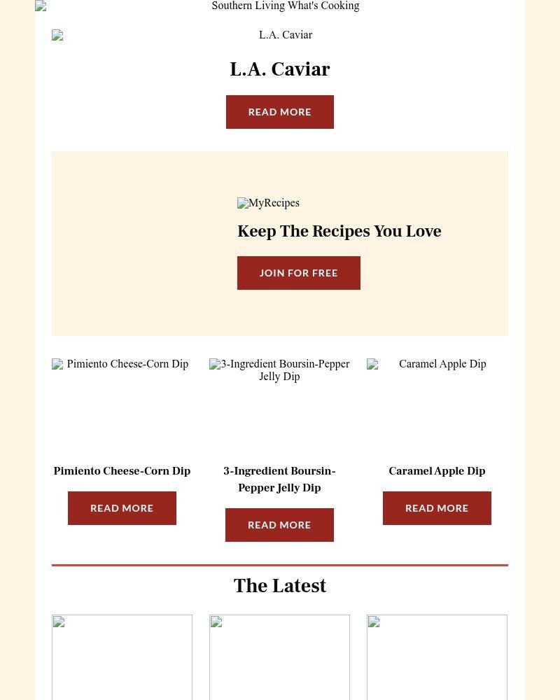 Screenshot of email sent to a Southern Living Newsletter subscriber