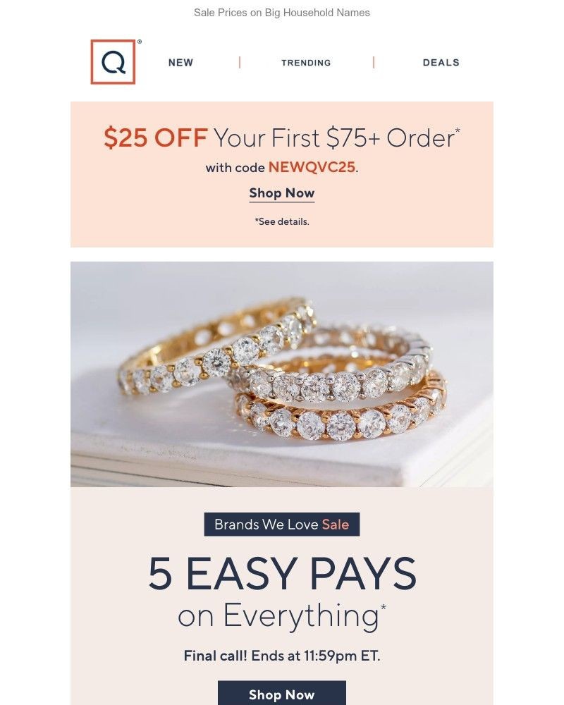 Screenshot of email sent to a QVC Newsletter subscriber