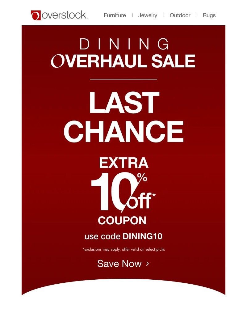 Screenshot of email sent to a Overstock Newsletter subscriber