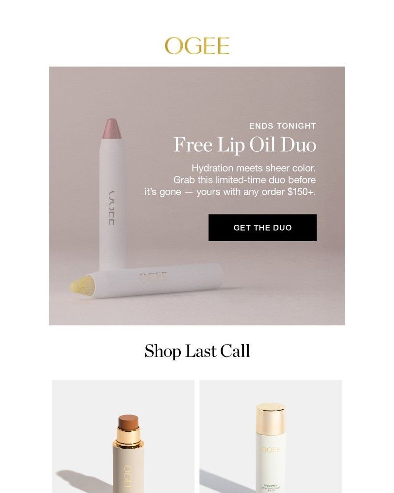 Screenshot of email sent to a Ogee Newsletter subscriber