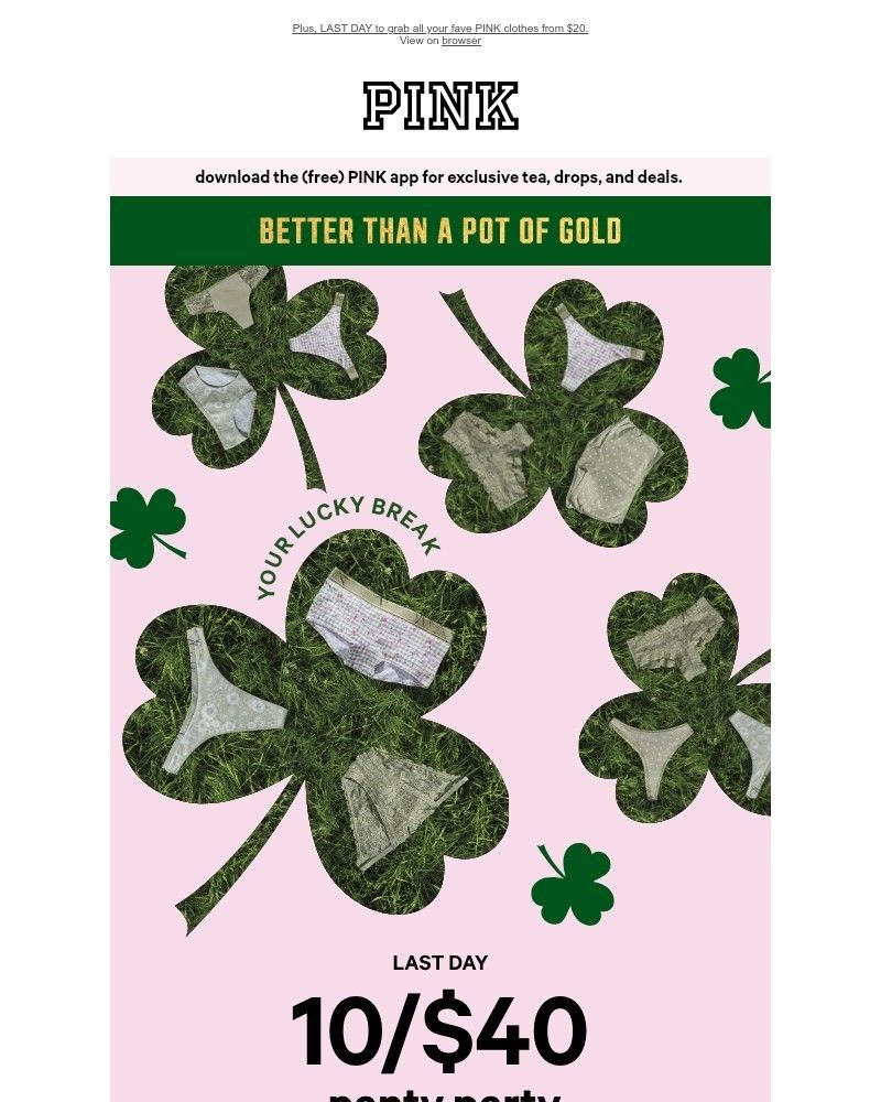 Screenshot of email sent to a Victoria's Secret Newsletter subscriber